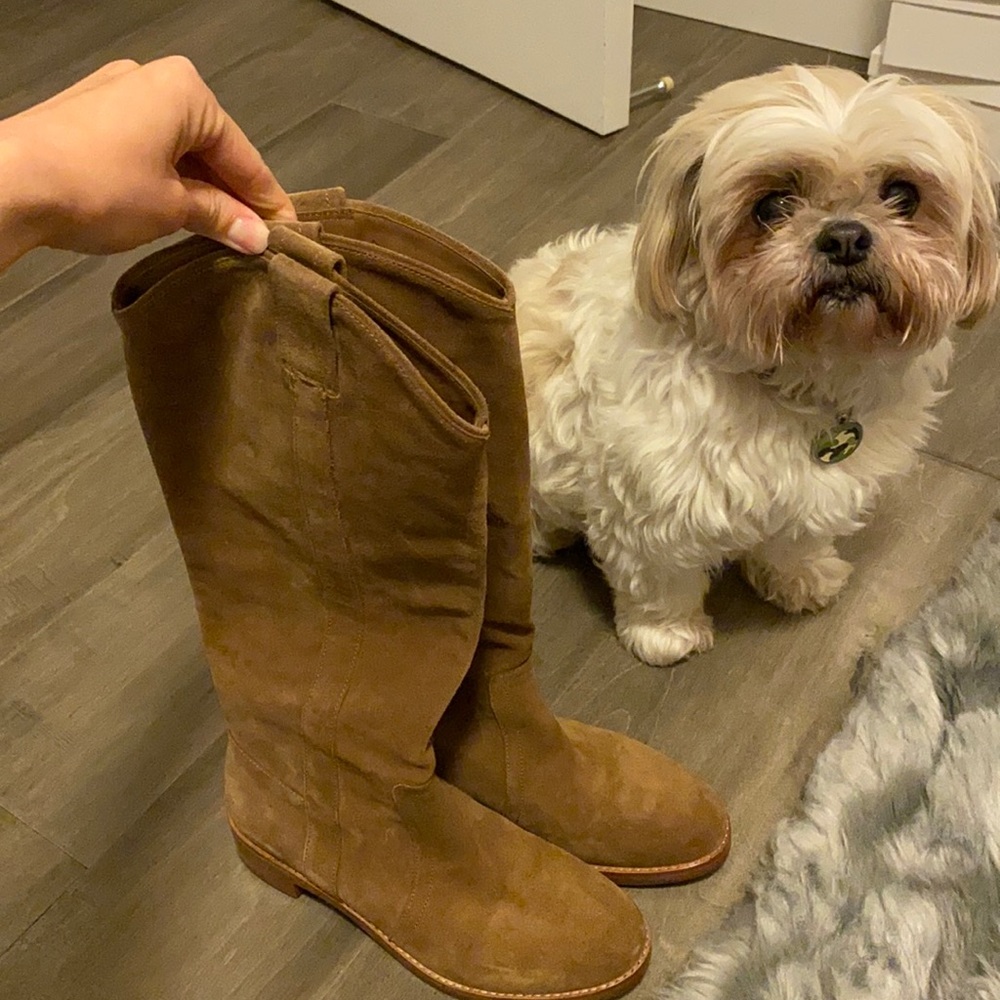 Lightly worn camel boots